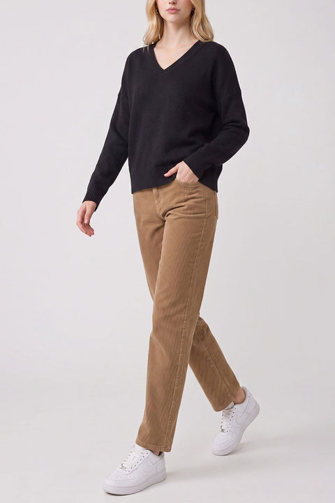 Oversized Relaxed Fit V-Neck Drop-Shoulder Sweater