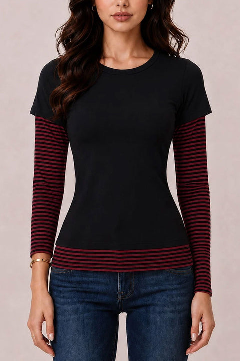 Y2K Grunge Overlay Striped Long Sleeve Under Shirts