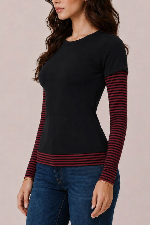 Y2K Grunge Overlay Striped Long Sleeve Under Shirts