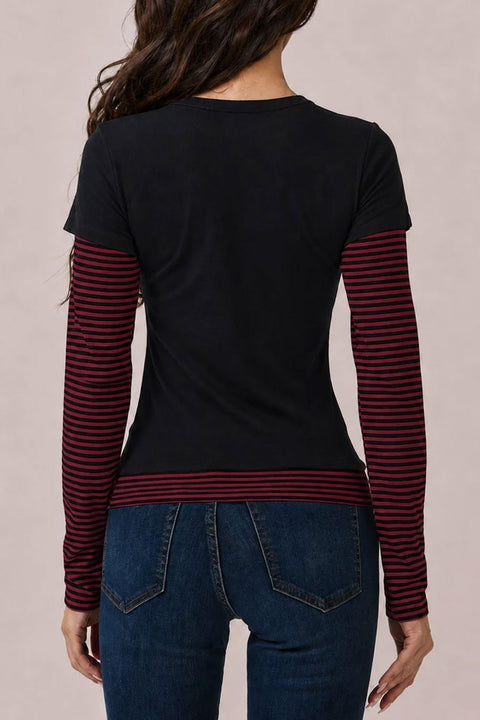 Y2K Grunge Overlay Striped Long Sleeve Under Shirts