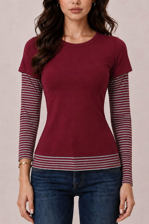 Y2K Grunge Overlay Striped Long Sleeve Under Shirts