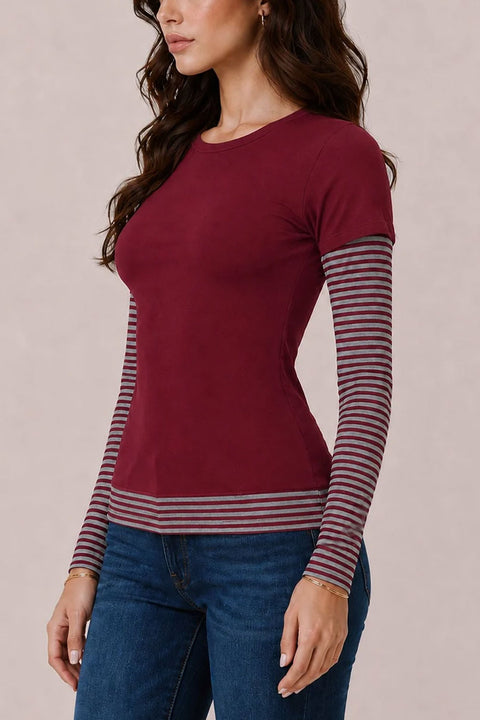Y2K Grunge Overlay Striped Long Sleeve Under Shirts