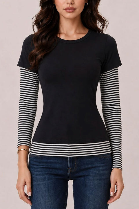 Y2K Grunge Overlay Striped Long Sleeve Under Shirts