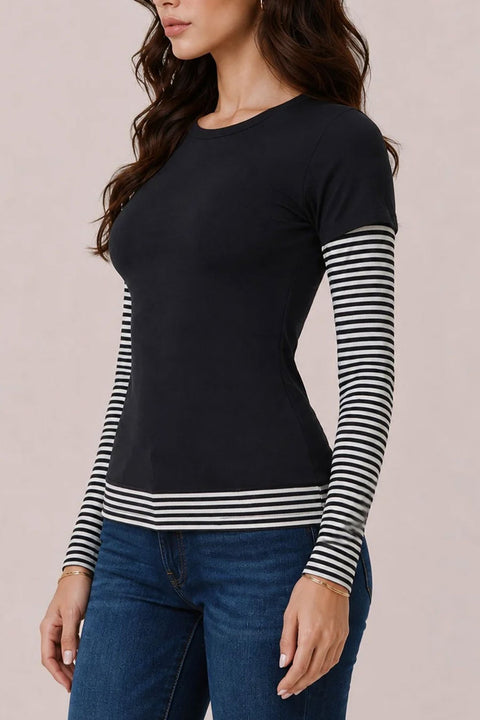 Y2K Grunge Overlay Striped Long Sleeve Under Shirts