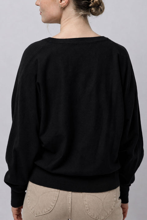 Relaxed V-Neck Dolman Sweater