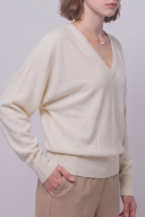 Relaxed V-Neck Dolman Sweater