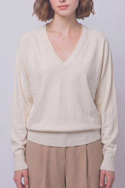 Relaxed V-Neck Dolman Sweater