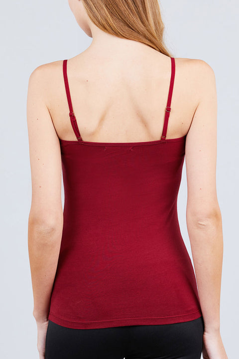 Basic Adjustable Strap Cami Top With Shelf Bra
