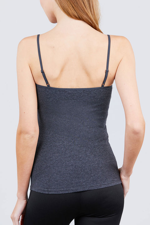 Basic Adjustable Strap Cami Top With Shelf Bra