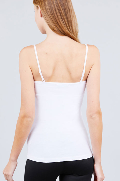 Basic Adjustable Strap Cami Top With Shelf Bra