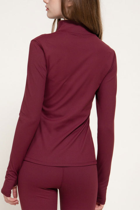 Basic Long Sleeve Thumb Holes Activewear Zip-Up Body-Sculpting Jacket