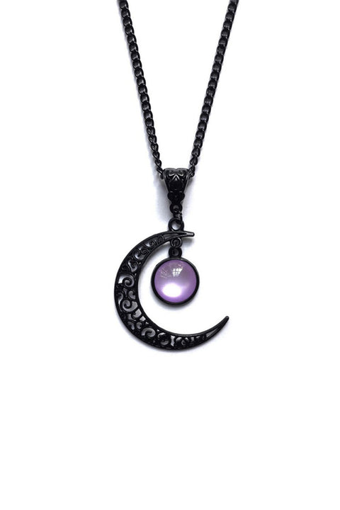 2000s Gothic Twilight Moon Pendant Black Chain Necklace