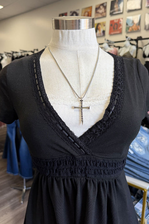 Y2K 2000s Gothic Rhinestone Skull Cross Pendant Necklace