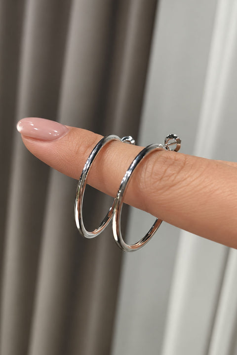 2000s Essential Silver Hoop Earrings - 1 Inch Diameter