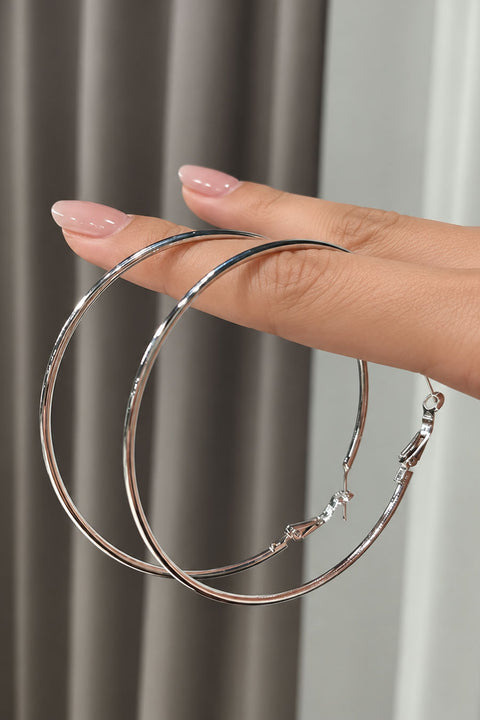 2000s Essential Silver Hoop Earrings - 2.25 Inch Diameter