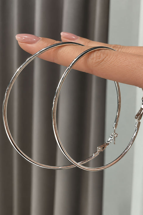 2000s Essential Silver Hoop Earrings - 2.75 Inch Diameter
