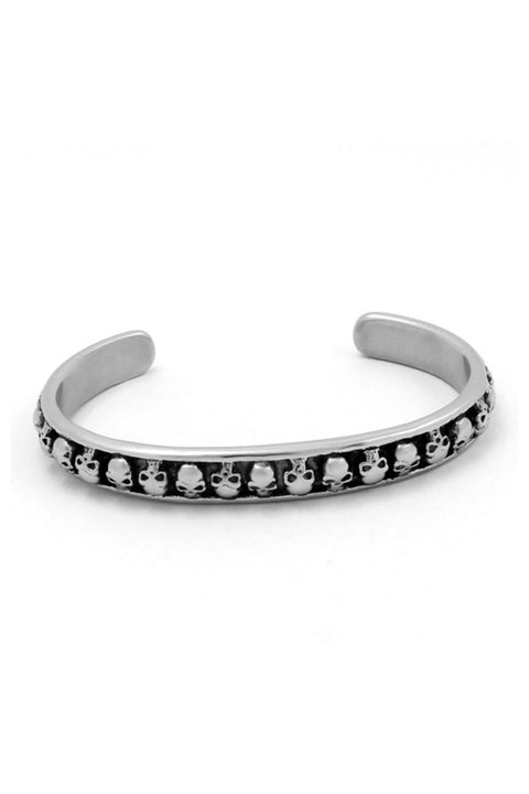 Y2K Gothic Skull Decorated Steel Bangle Bracelets