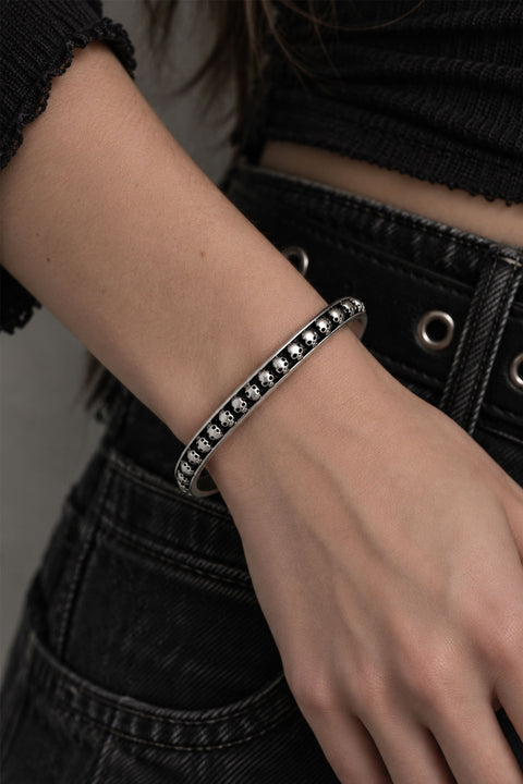 Y2K Gothic Skull Decorated Steel Bangle Bracelets