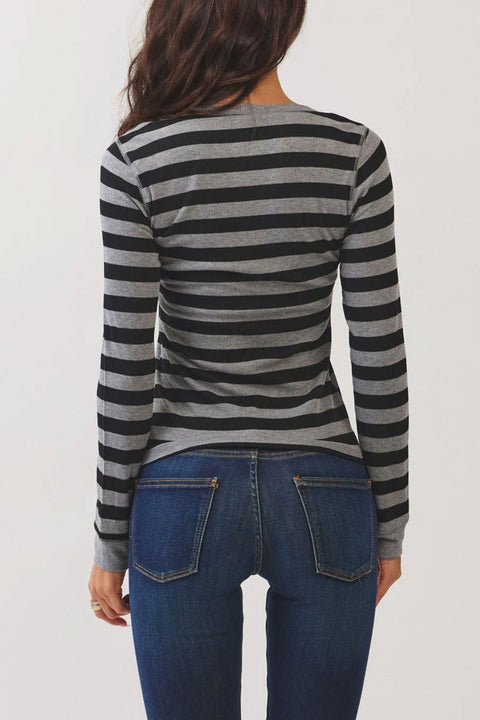 Y2K Grunge Long Sleeve Scoop Neck Striped Tee