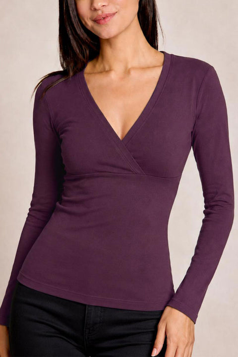 V-Neckline Surplice Fitted Wrap Top