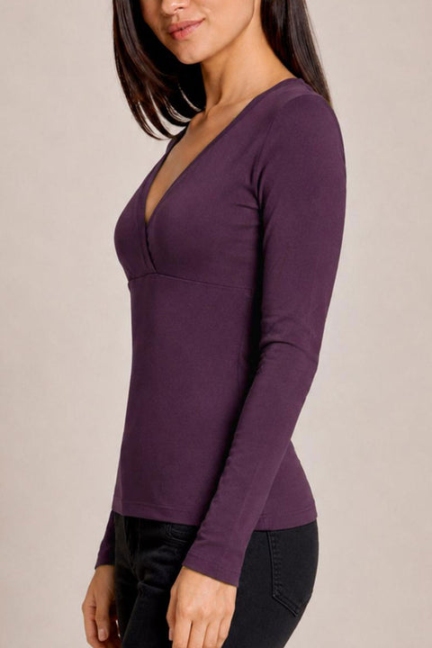 V-Neckline Surplice Fitted Wrap Top