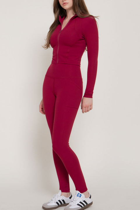 Basic Waist Band Workout Leggings with Side Pocket