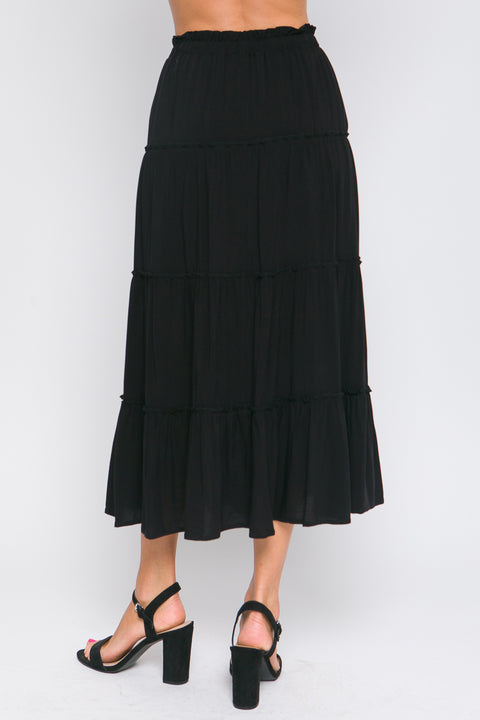 Bohemian Ruffle Tiered A-Line Long Maxi Skirt