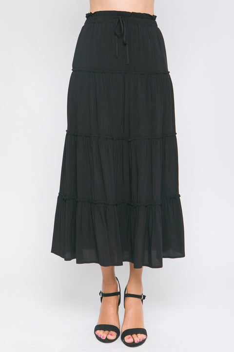 Bohemian Ruffle Tiered A-Line Long Maxi Skirt