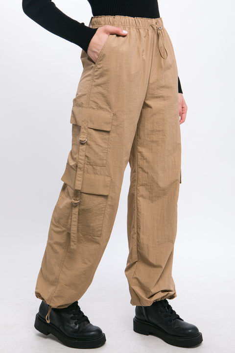 Y2K Cargo Parachute Pants With Latch Pocket Detail