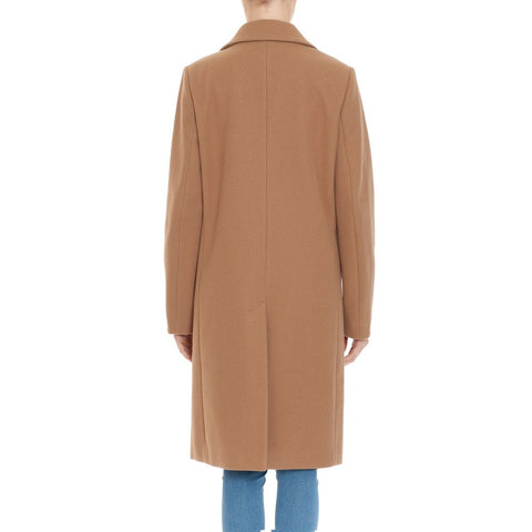 Notched Lapel Single Breasted Long Coat With Pocket