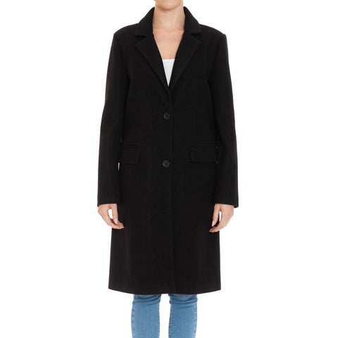 Notched Lapel Single Breasted Long Coat With Pocket