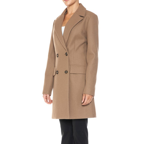 Notched Collar Double Breast Long Coat