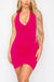 HyperBees Signature Ruched Bodycon Mini Halter Dress