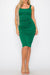 HyperBees Signature Ruched Bodycon Sleeveless Midi Dress