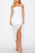 Ruched Mesh Side Slit Summer Bodycon Long Maxi Dress