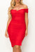 HyperBees Signature Mesh Double-Layer Ruffle Off-The-Shoulder Midi Bodycon Dress with Side Slit