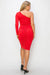 HyperBees Signature Double-Layered One-Shoulder Bodycon Midi Dress