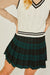 Y2K Preppy Downtown Girl Plaid Pleated Mini Skirt - Green