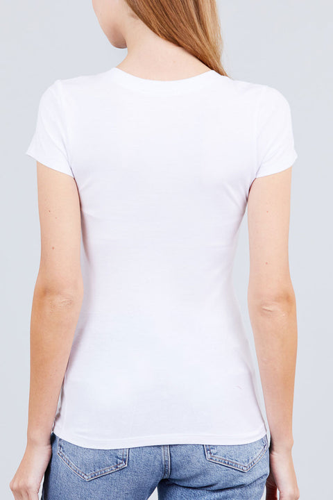 Basic Short Sleeve Scoop Neck T-Shirt Top