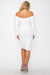 HyperBees Signature Long Sleeve Off Shoulder Mesh Double-Layer Bodycon Midi Dress