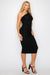 HyperBees Signature Mesh Double-Layer One Shoulder Midi Bodycon Dress