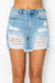 WAXJEAN Authentic Front-Frayed Destructed Mom Shorts