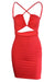 HyperBees Signature Ruched Halter Cut Out Bodycon Mini Dress