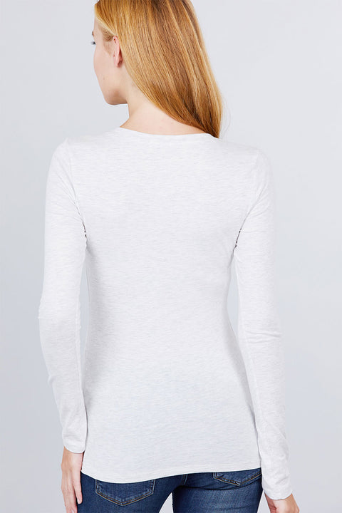Basic Long Sleeve Scoop Neck T-Shirt Top