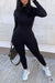 Long Sleeve Crew Neck Jumpsuit with Back Zipper