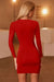HyperBees Signature Long Sleeve Deep V-Neck Side Ruched Bodycon Midi Dress