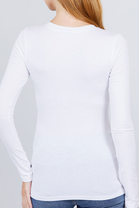 Basic Cotton Jersey V-Neck T-Shirt Top