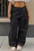 Y2K Wide Leg Cargo Parachute Pants with Drawstring