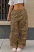 Y2K Wide Leg Cargo Parachute Pants with Drawstring