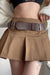 Y2K Belted Pleated Cargo Mini Skirt